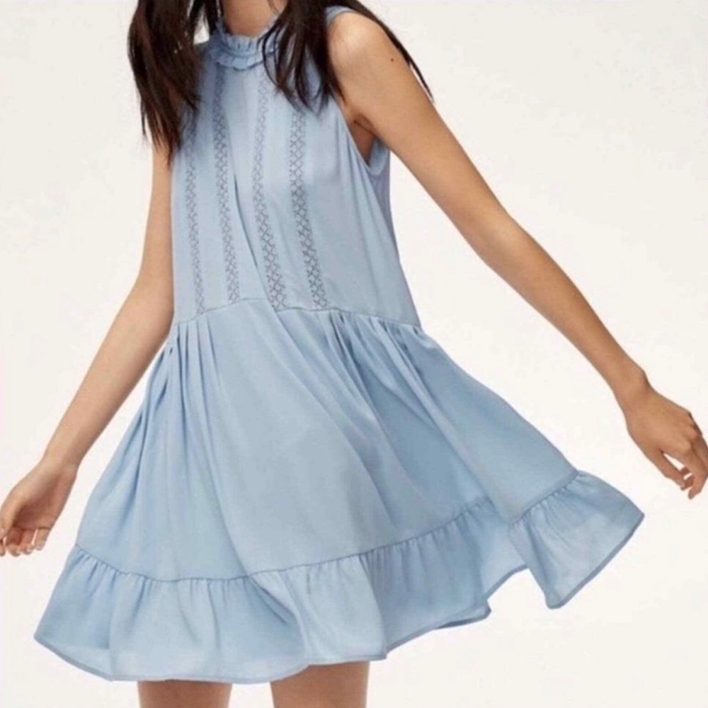 Aritzia Sunday Best Light Blue Raleigh Babydoll Dress Sz Small